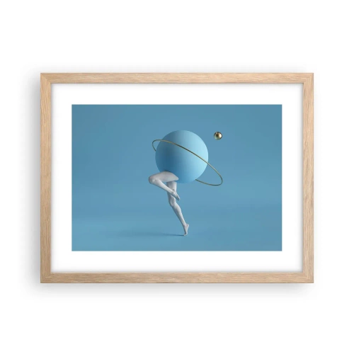 Pôster com moldura de carvalho claro - Planetas a enlouquecer - 40x30 cm