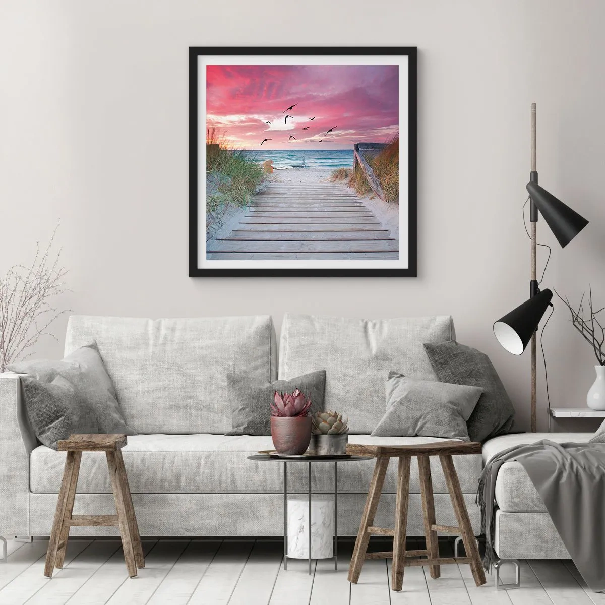 Pôster com moldura preta - Impressão do Báltico - 30x30 cm