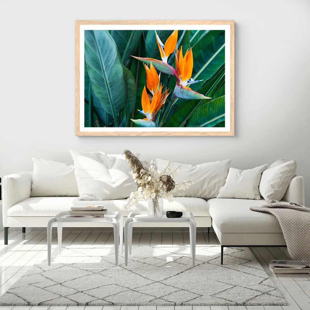 Pôster com moldura de carvalho claro - É uma flor ou é um pássaro? - 40x30 cm