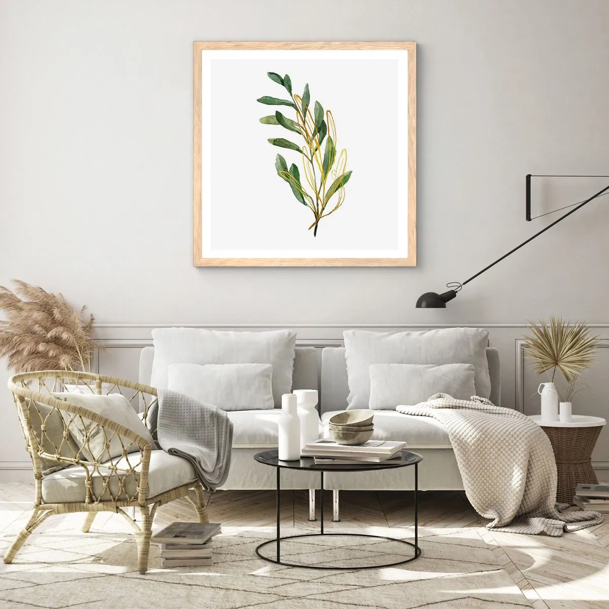 Pôster com moldura de carvalho claro - Tudo que é bom - 60x60 cm