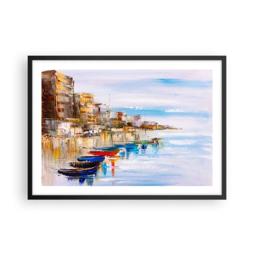 Pôster com moldura preta - Um refúgio urbano multicolorido - 70x50 cm