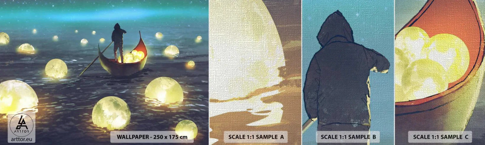 Amostra de papel de parede Premium Canvas - Coisas com as quais os filósofos nunca sonharam - Abstração, Fantasia, Barco - 100x30 cm