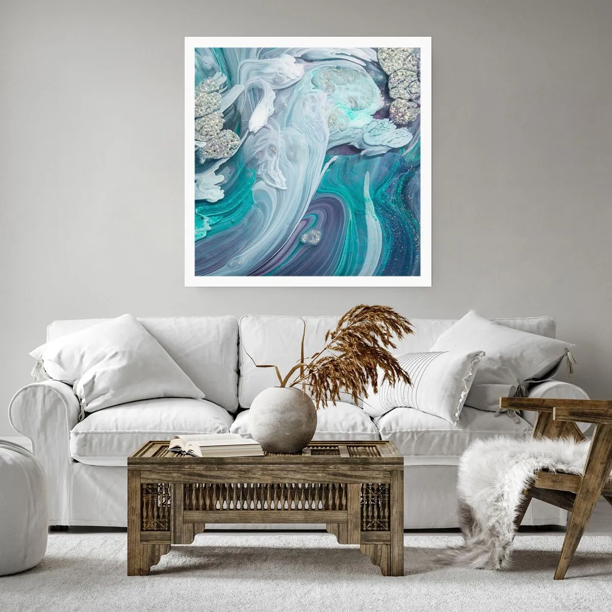 Pôster - Correntes de azul - 40x40 cm