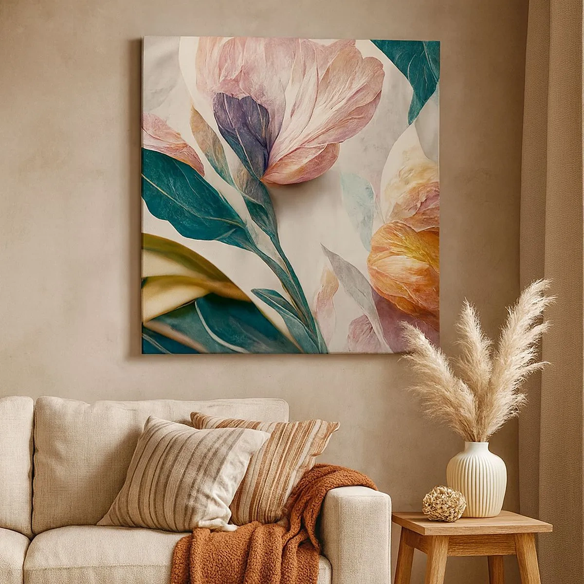 Quadro em tela - Flores das ilhas do sul - 30x30 cm