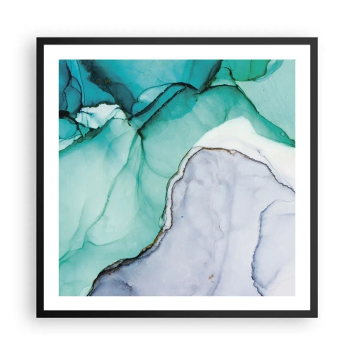 Pôster com moldura preta - Estudo em turquesa - 60x60 cm