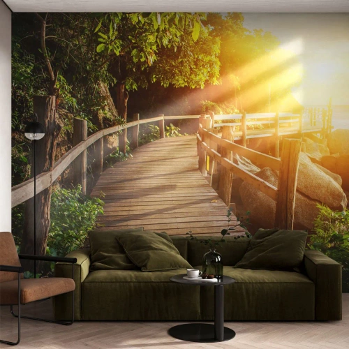 Papel de Parede Autocolante Deluxe Sticker - Mais uma curva, mais milagres - Paisagem, Passeio à beira-mar, Mar - 200x140 cm