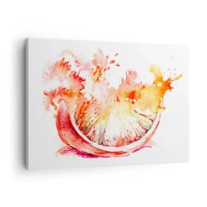 Quadro em tela - Uma fatia de toranja em aquarela com cores vibrantes - 70x50cm - Refresco suculento - Decoração de parede moderna para a sala de estar e quarto ARTTOR