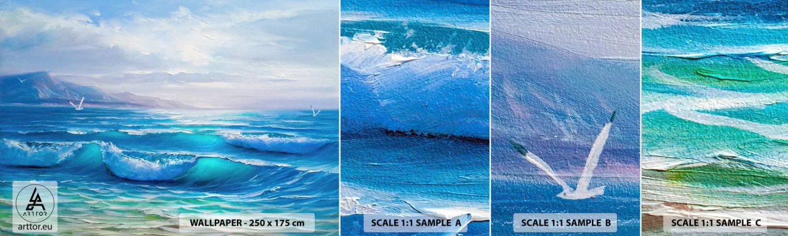 Amostra de Papel de Parede Standard Eco - Conforta e consola - Abstração, Mar, Gráficos - 100x30 cm