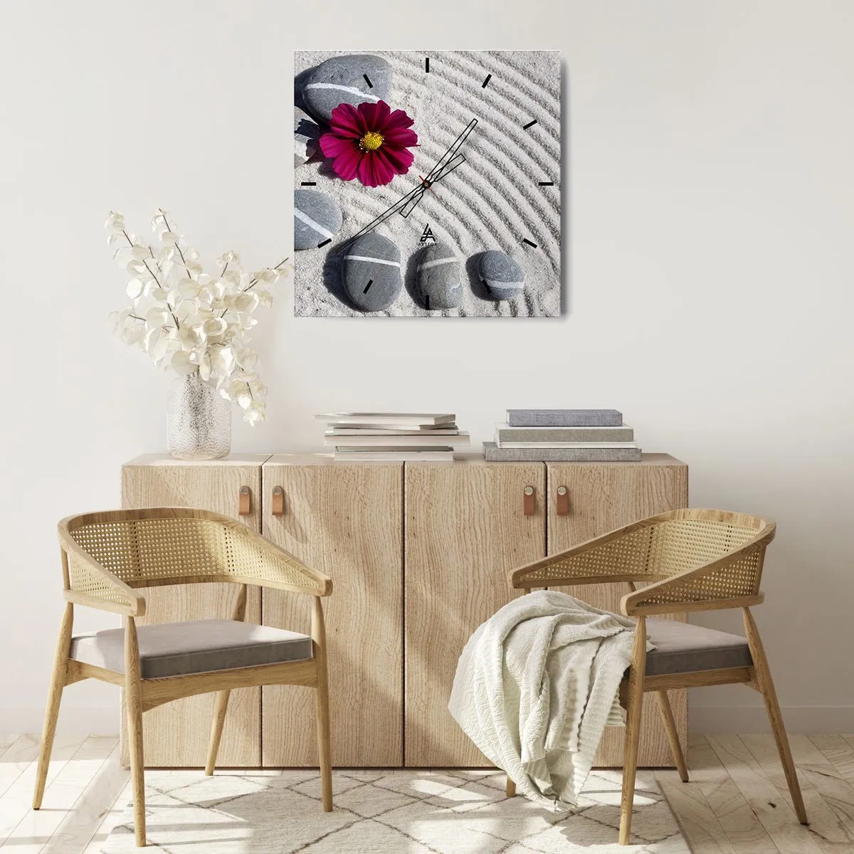 Relógio de parede - Relógio em vidro - Energia e paz do círculo mágico da natureza - 30x30 cm