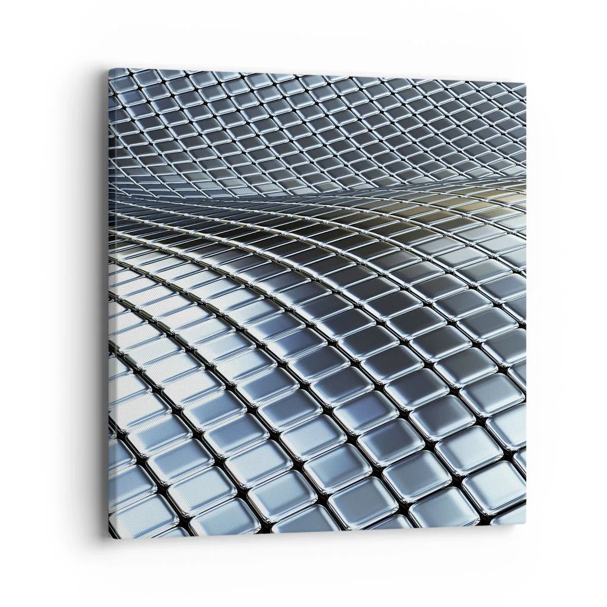 Quadro em tela - Onda de prata metálica - 40x40 cm