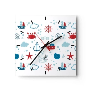Relógio de parede - Relógio em vidro - Conto de fadas do mar - 30x30 cm