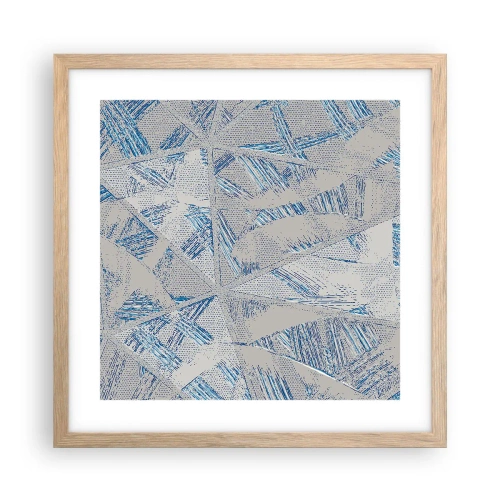 Pôster com moldura de carvalho claro - Em um labirinto azul e cinza - 40x40 cm