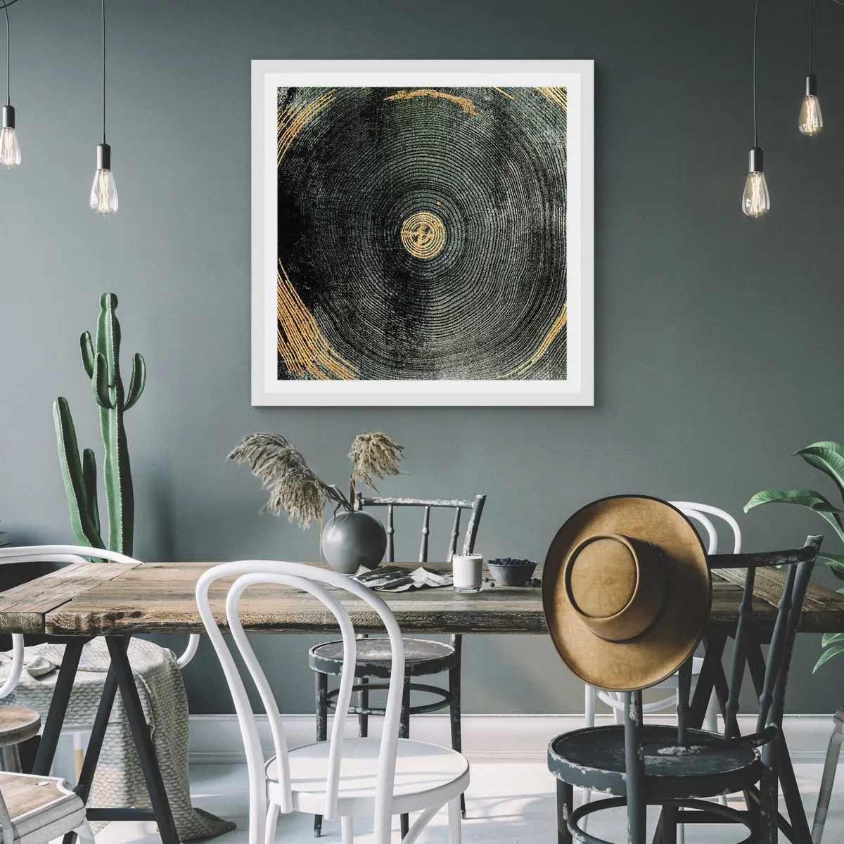 Pôster em moldura branca - Mudança e persistência - 40x40 cm