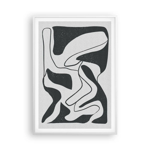 Pôster em moldura branca - Labirinto abstrato divertido - 70x100 cm