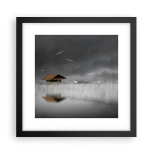 Pôster com moldura preta - Abrigo da chuva - 30x30 cm