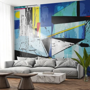 Papel de Parede Standard Eco - Composição geométrica abstrata em cores intensas - 100x70cm - Olhar por um outro ângulo... - Decoração de parede moderna para a sala de estar e quarto ARTTOR