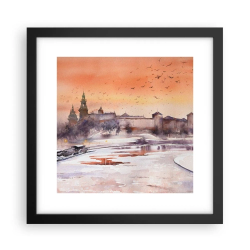 Pôster com moldura preta - Pôr do sol real - 30x30 cm