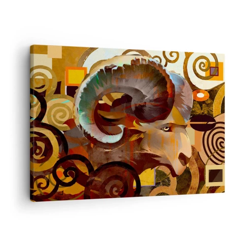 Quadro em tela - Um carneiro simbólico em uma composição abstrata - 70x50cm - Magia - religiões - rituais - Decoração de parede moderna para a sala de estar e quarto ARTTOR