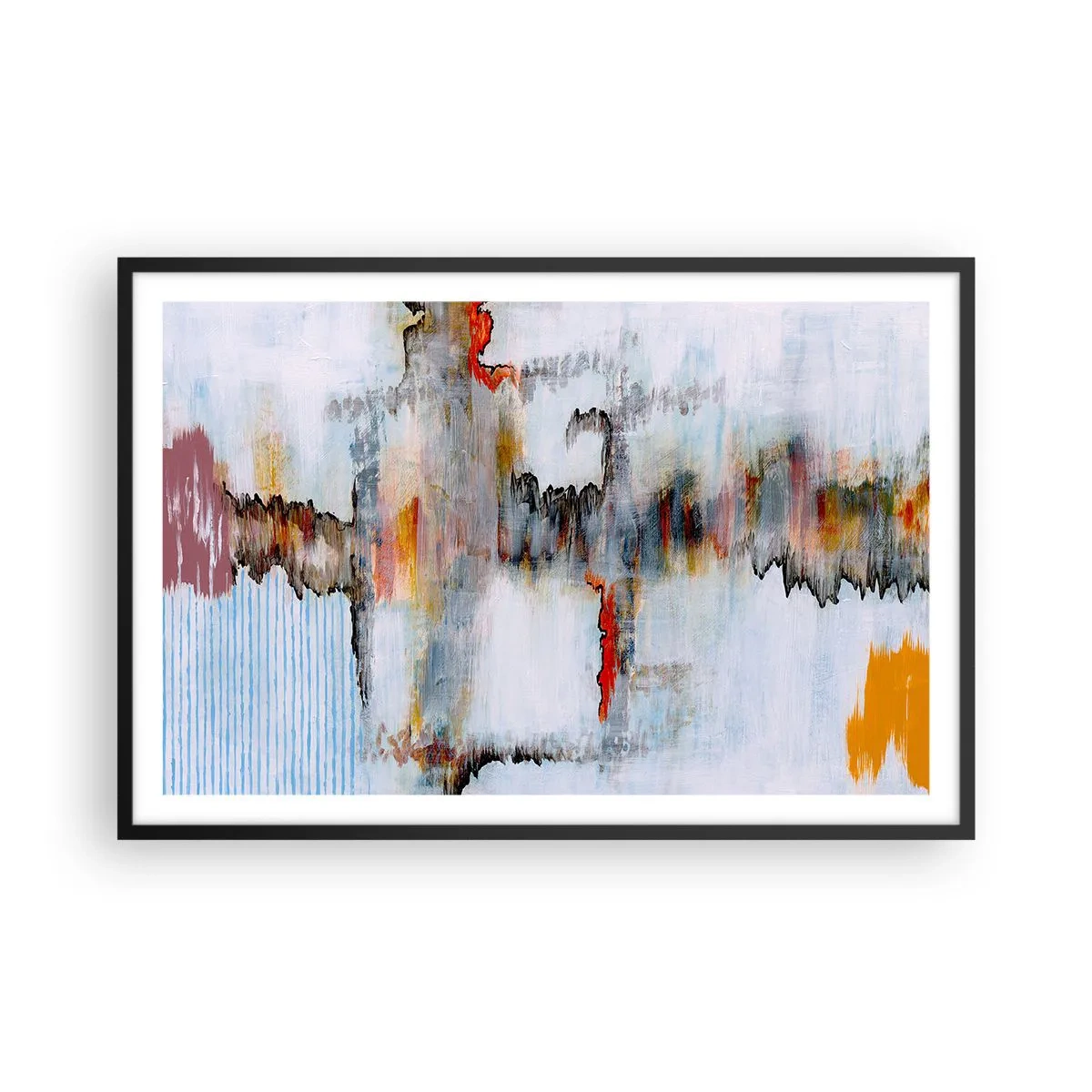 Pôster com moldura preta - Com um palito na água - 91x61 cm