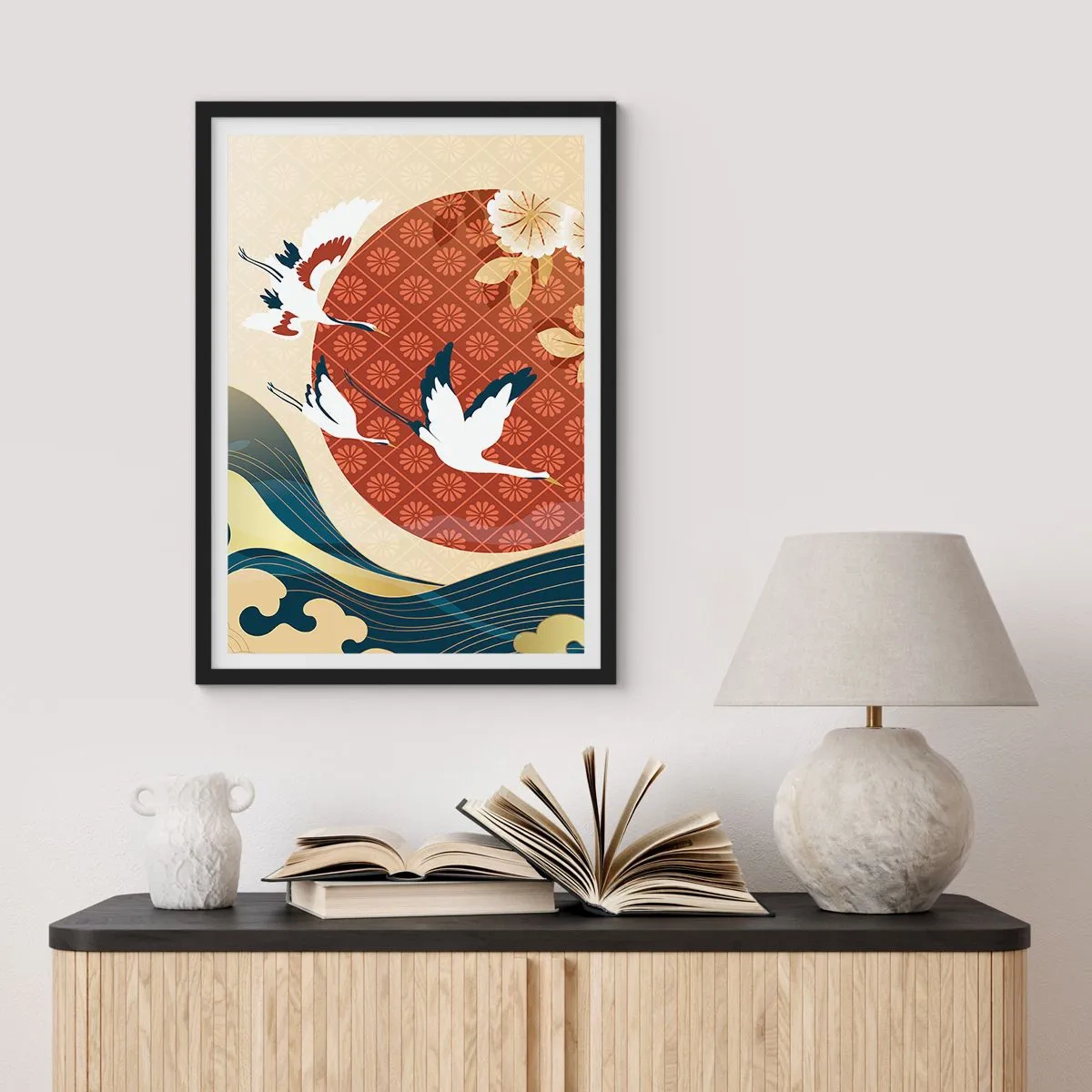 Pôster com moldura preta - Conto de fadas japonês - 30x40 cm