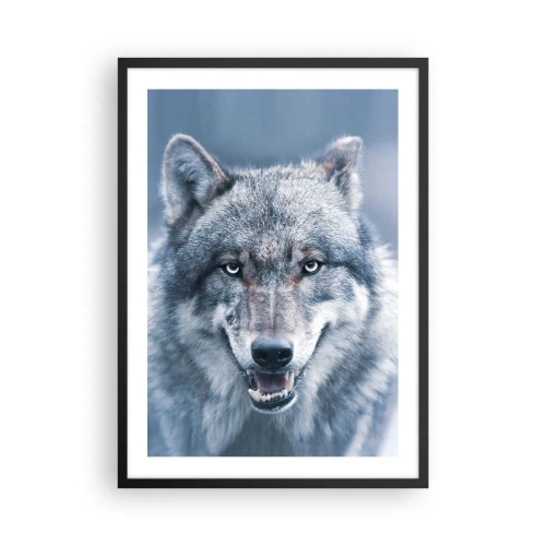 Pôster com moldura preta - Retrato de um lobo em uma paisagem de inverno - 50x70cm - Vai aceitar o desafio? - Decoração de parede moderna para a sala de estar e quarto ARTTOR