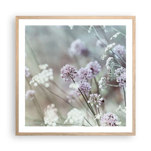 Pôster com moldura de carvalho claro - Doce delicadeza das ervas - 60x60 cm