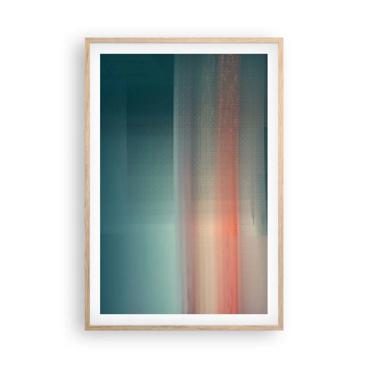 Pôster com moldura de carvalho claro - Resumo: ondas de luz - 61x91 cm