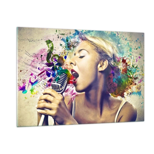 Quadro em vidro - Pintar o mundo com a voz - 120x80 cm