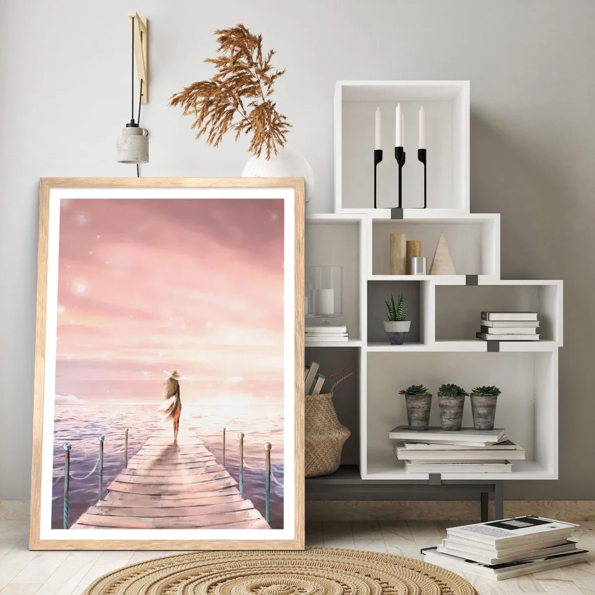 Pôster com moldura de carvalho claro - À luz de um sonho - 50x70 cm