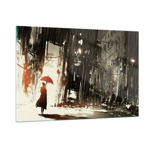 Quadro em vidro - A poesia do guarda-chuva vermelho - 120x80 cm