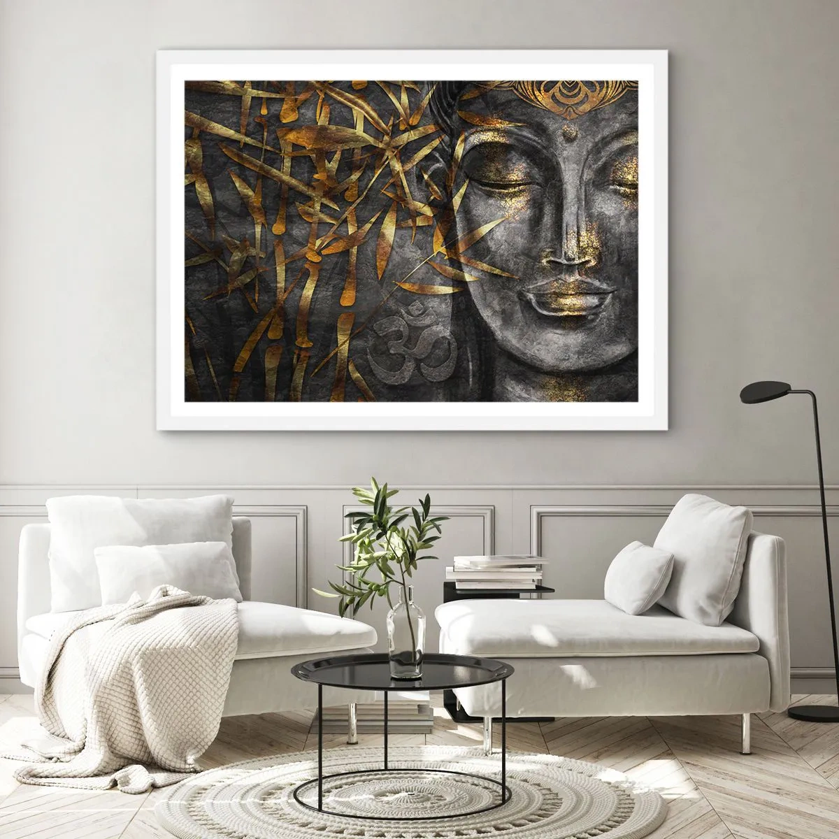 Pôster em moldura branca - Sinta a paz - 70x50 cm