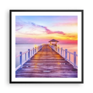 Pôster com moldura preta - O silêncio lilás-dourado da noite - 60x60 cm