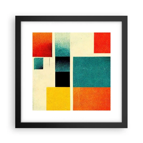 Pôster com moldura preta - Abstração geométrica – boa energia - 30x30 cm
