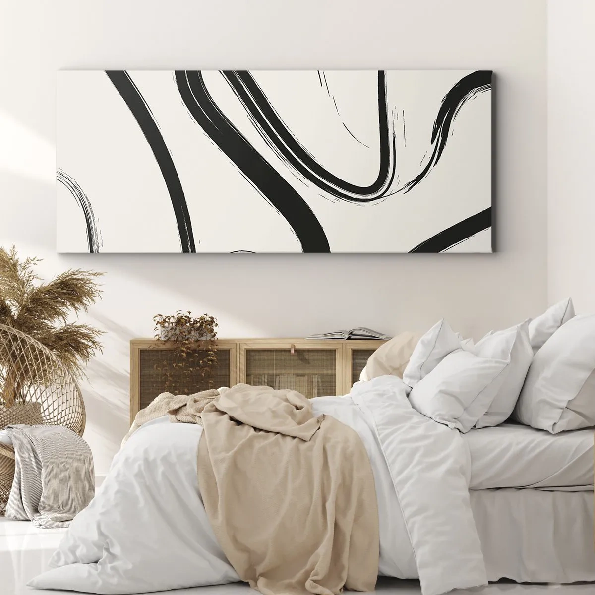 Quadro em tela - Capricho preto e branco - 160x50 cm