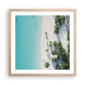 Pôster com moldura de carvalho claro - Férias no paraíso - 50x50 cm