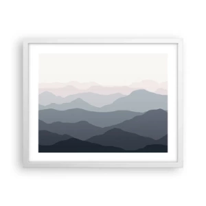 Pôster em moldura branca - Ondas de montanha - 50x40 cm