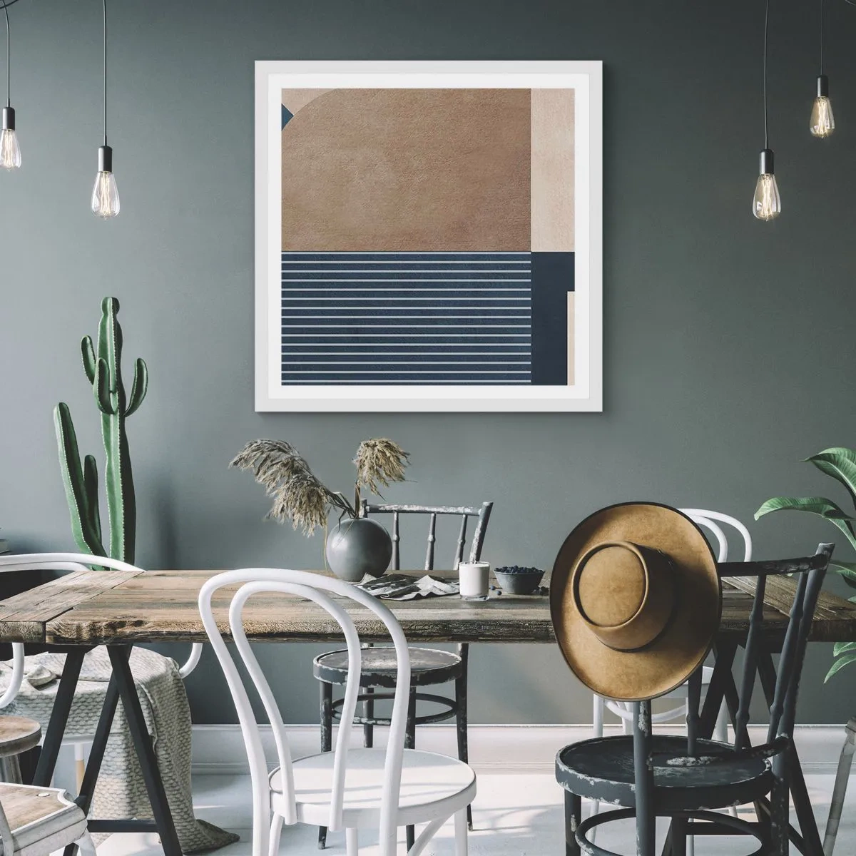 Pôster em moldura branca - Uma composição de simplicidade e redondeza - 50x50 cm