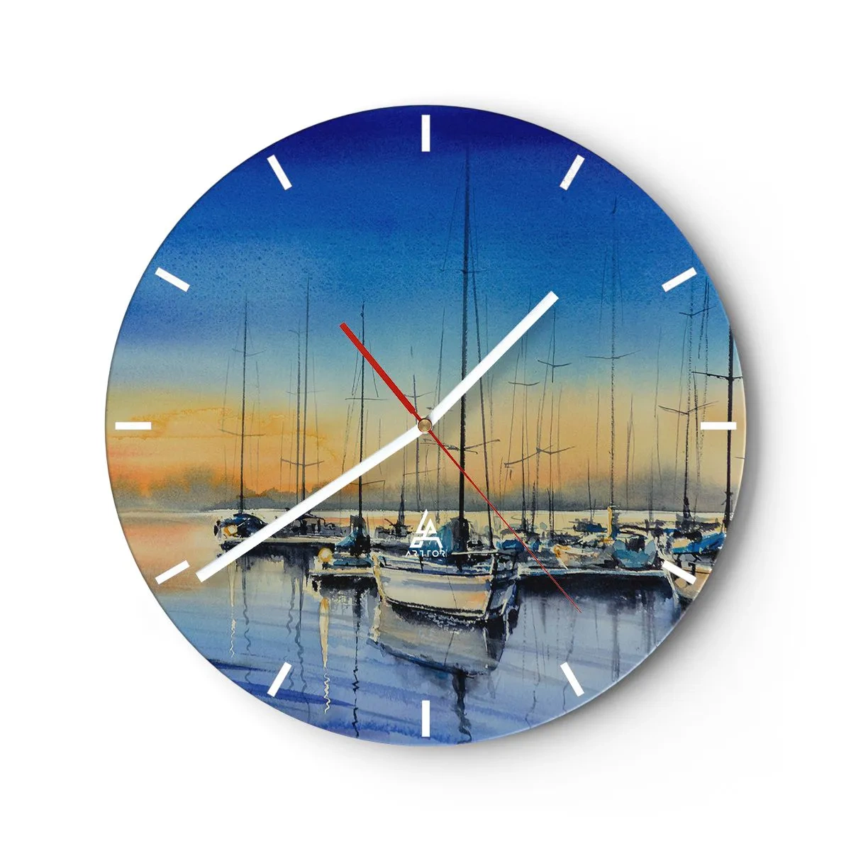 Relógio de parede - Relógio em vidro - Fim de um bom dia - 40x40 cm