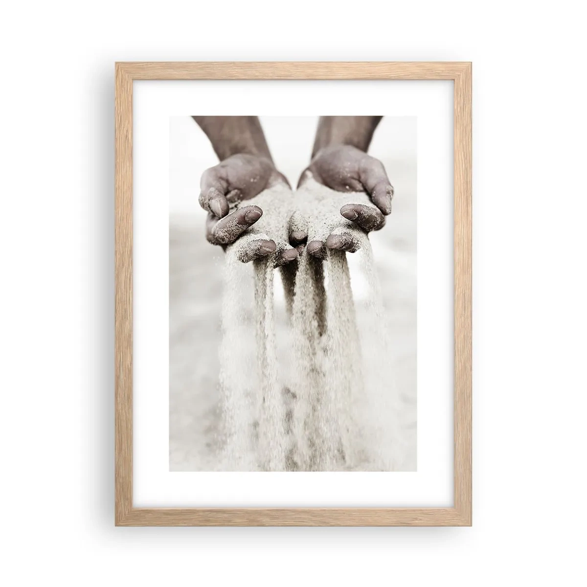 Pôster com moldura de carvalho claro - Com estas mãos… - 30x40 cm