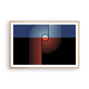 Pôster com moldura de carvalho claro - Num abraço geométrico - 91x61 cm