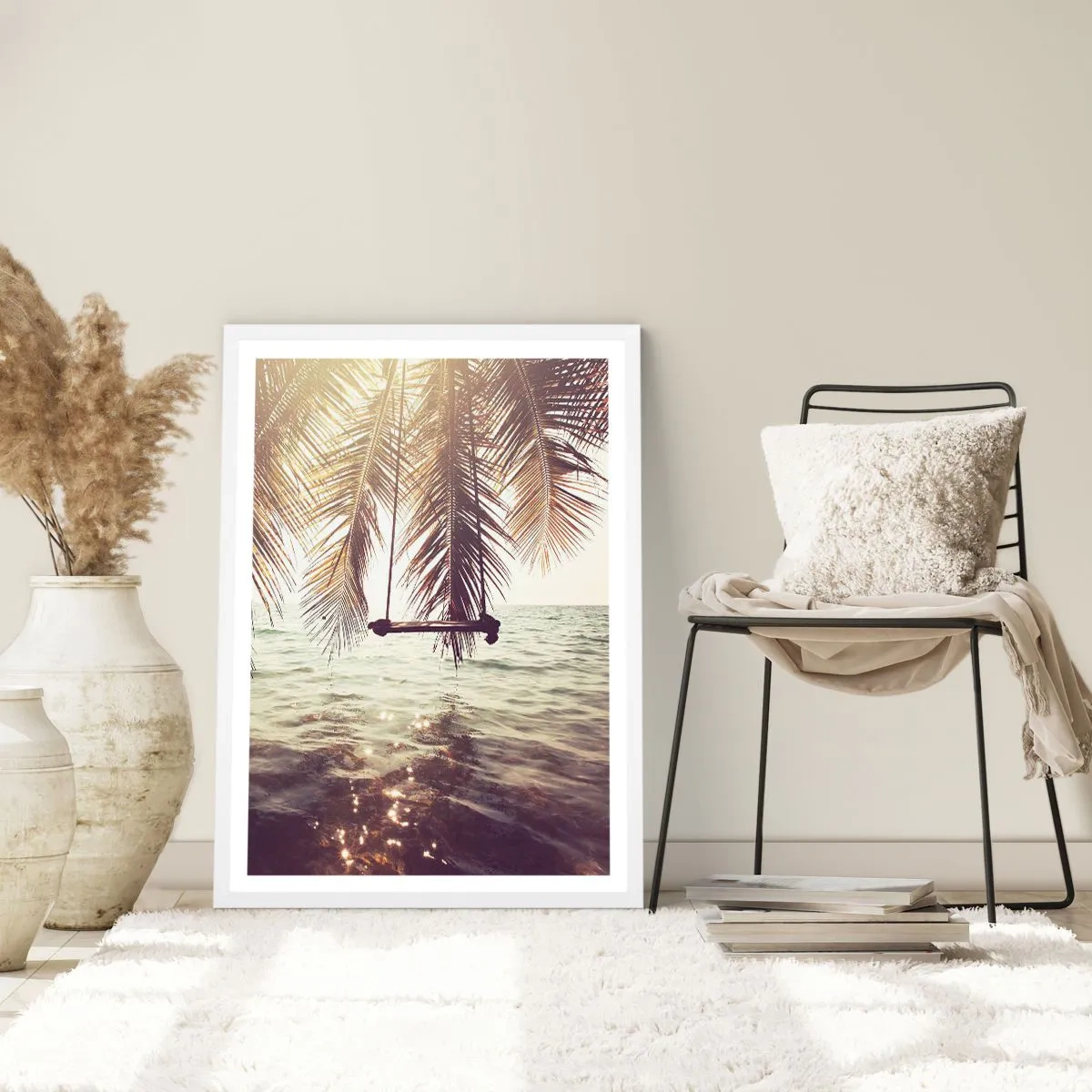 Pôster em moldura branca - Deixe-se levar pela imaginação - 70x100 cm