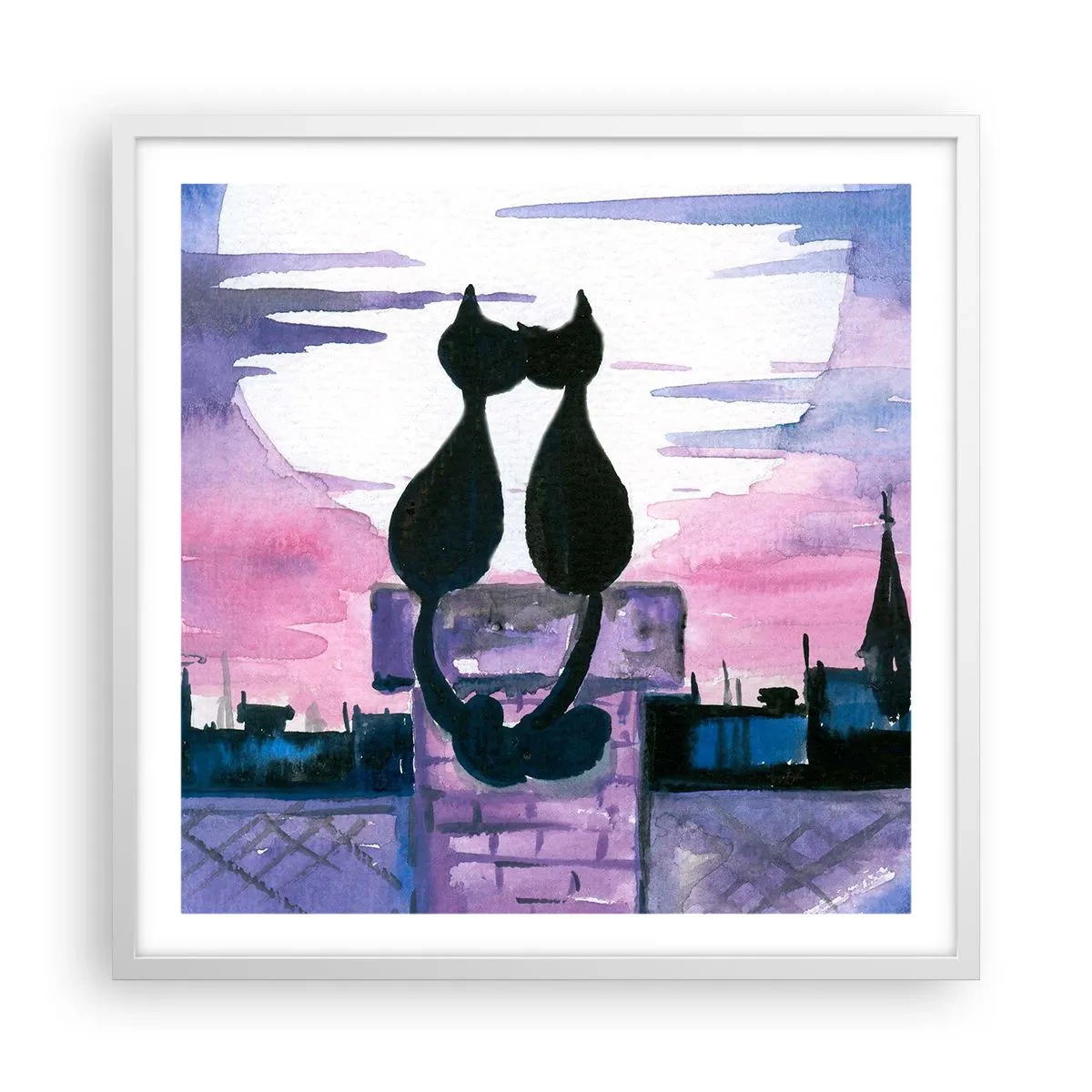 Pôster em moldura branca - Rendez-vous sob a lua - 60x60 cm