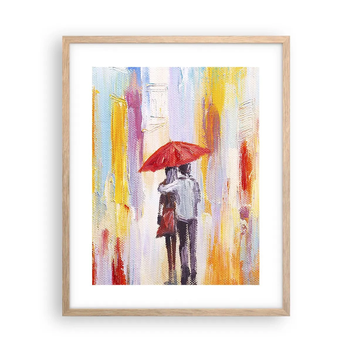Pôster com moldura de carvalho claro - Que continue a chover - 40x50 cm