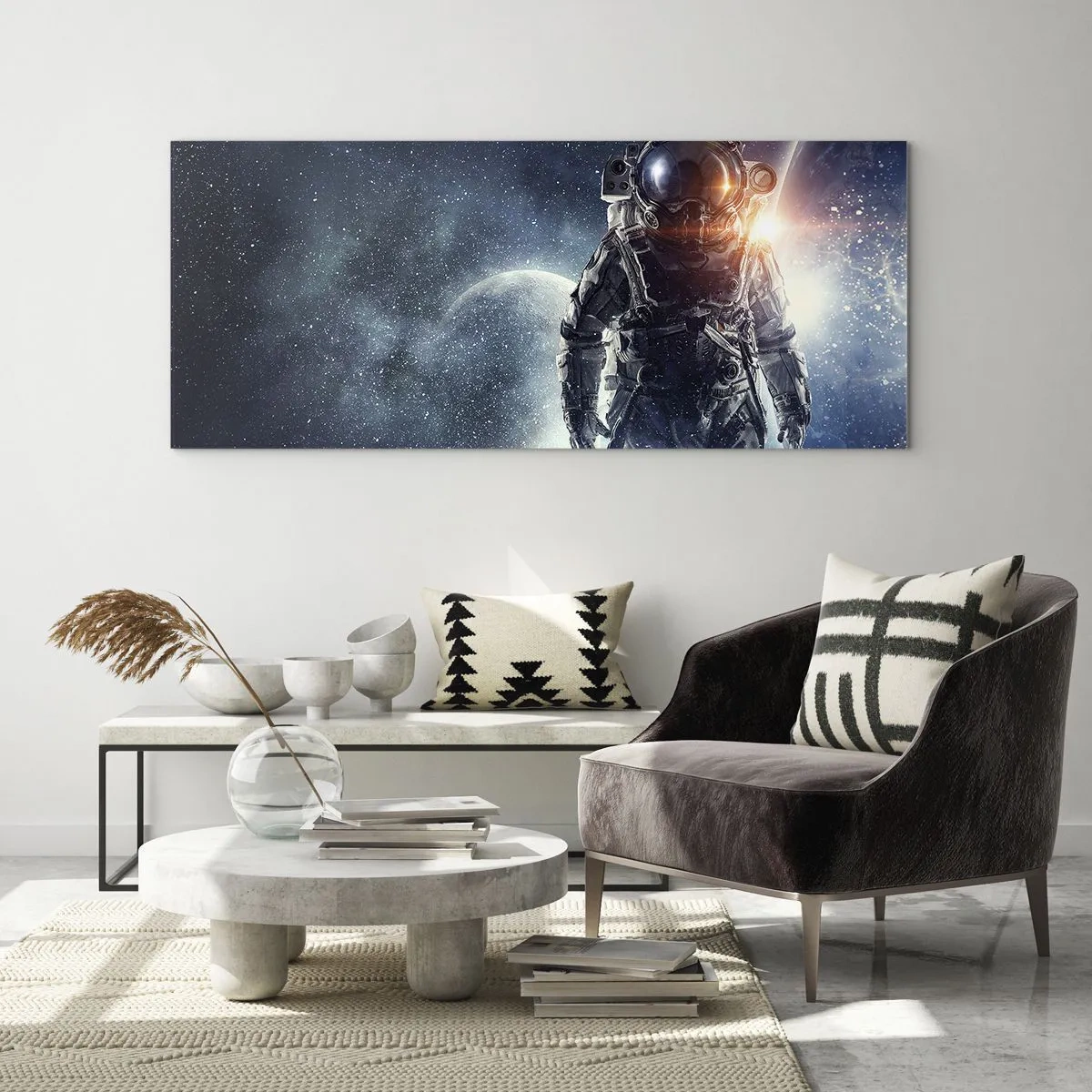 Quadro em vidro - Aventura espacial - 90x30 cm