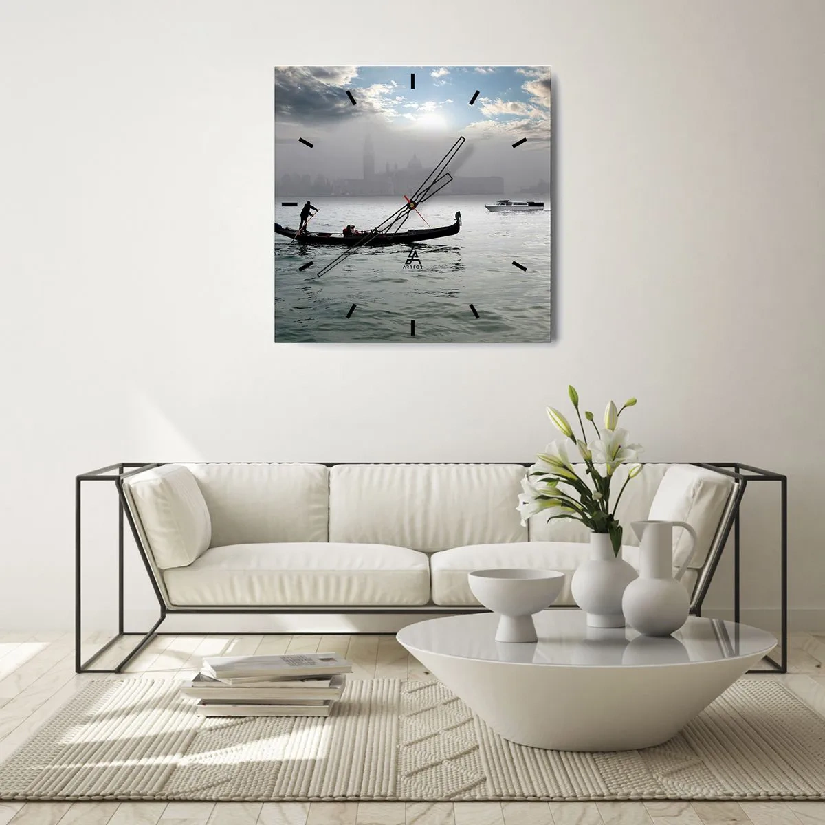 Relógio de parede - Relógio em vidro - Uma cidade fabulosa feita de água e nevoeiro - 40x40 cm