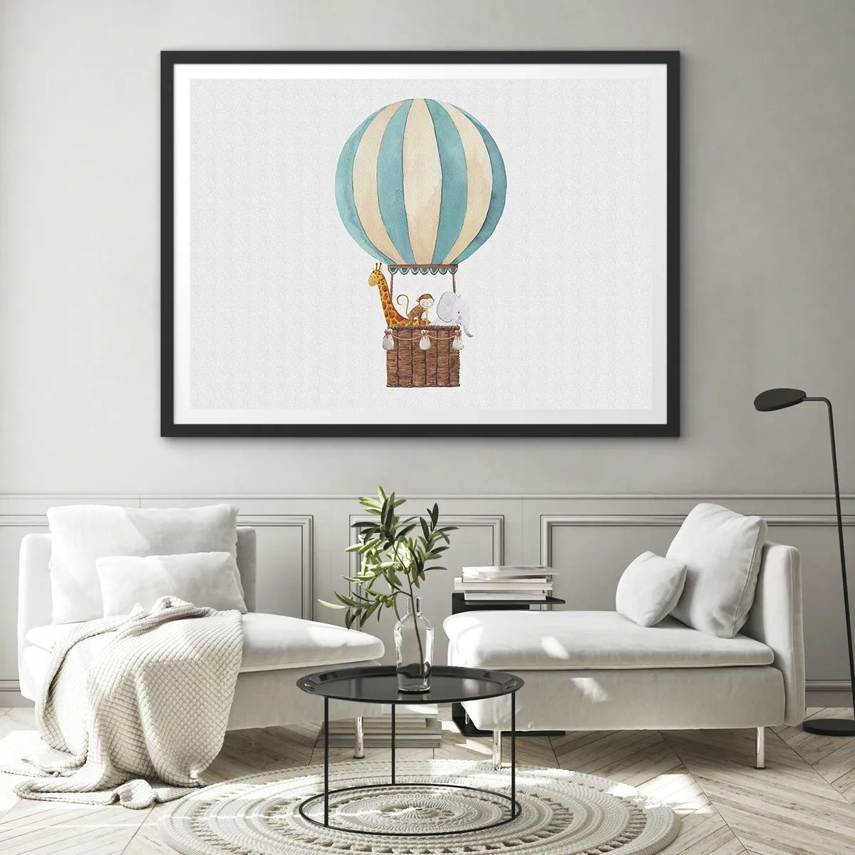 Pôster com moldura preta - Viagem fantástica - 100x70 cm