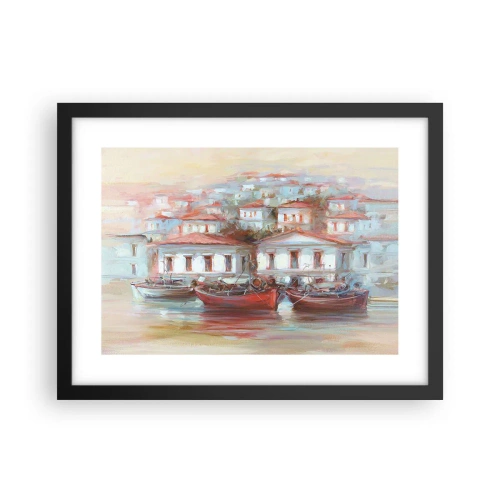 Pôster com moldura preta - Cidade feliz - 40x30 cm