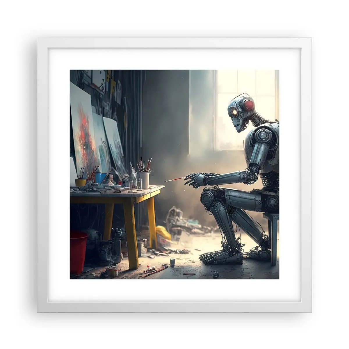 Pôster em moldura branca - O ato de criação - 40x40 cm