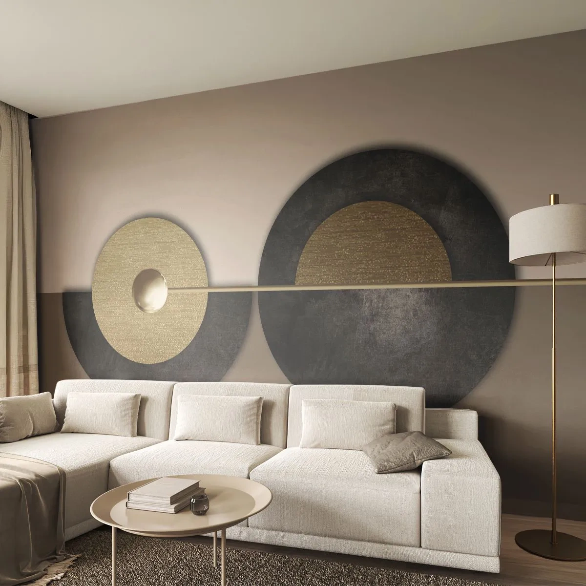 Papel de Parede Premium Canvas - Variações ao redor do círculo - Rodas, Abstração, Art Deco - 450x315 cm