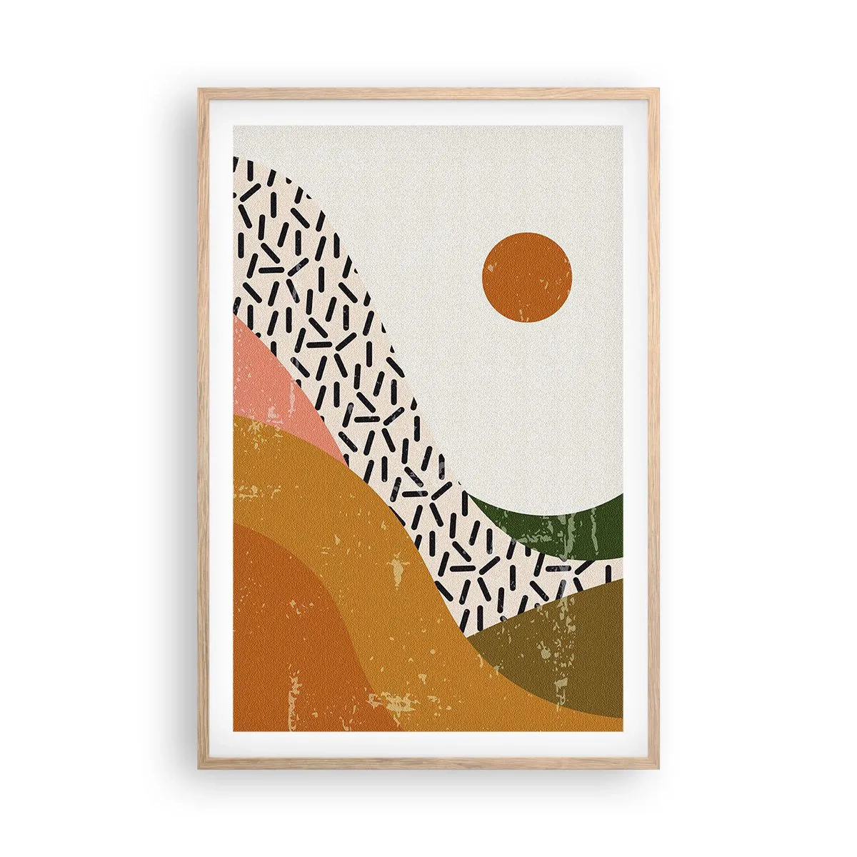 Pôster com moldura de carvalho claro - Abstração solar - 61x91 cm